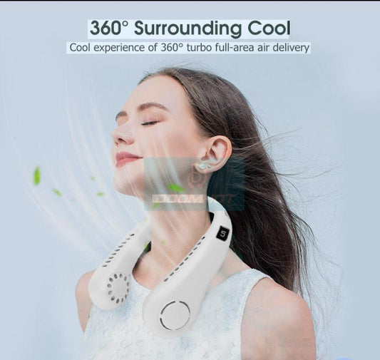 Portable Bladeless Neck Cooler – Hands-Free 360° Airflow