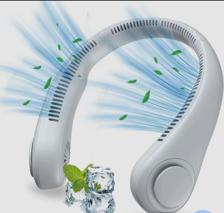 Portable Bladeless Neck Cooler – Hands-Free 360° Airflow